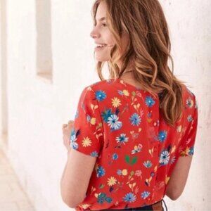 Sézane x G.Kero  Printed Red Flowers Silk (French 34 / Us 2)